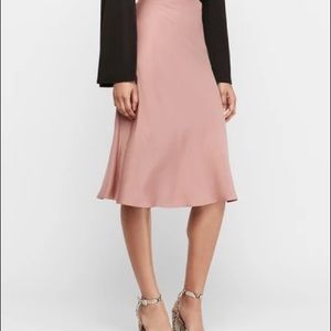 High Waisted Satin Midi Skirt